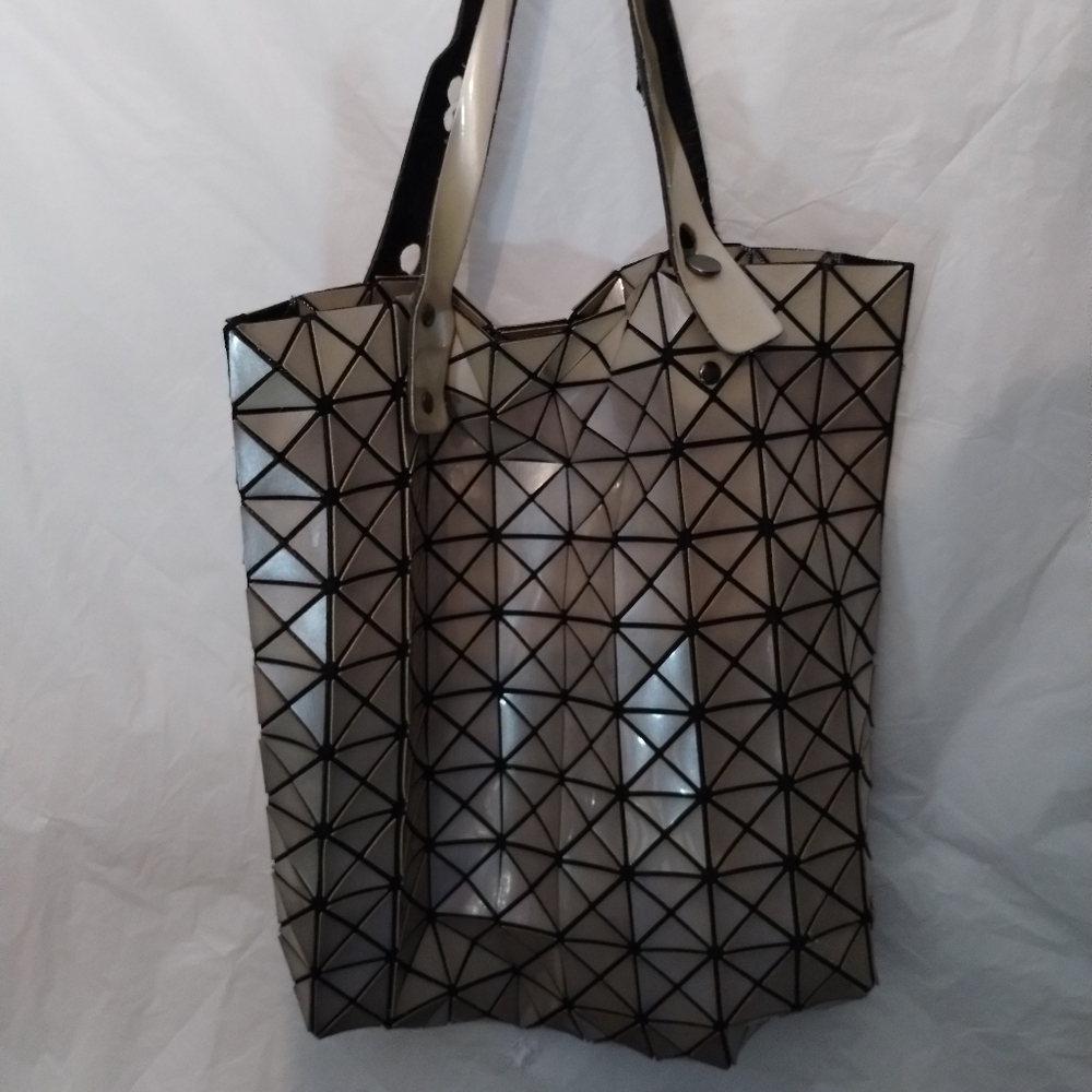 Issey Miyake Black and Cream Geometric Tote
